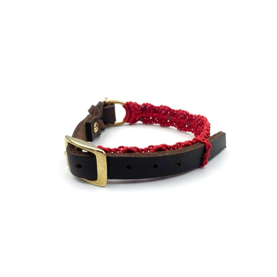 Welpen Halsband – mitwachsendes Makramee & Fettleder