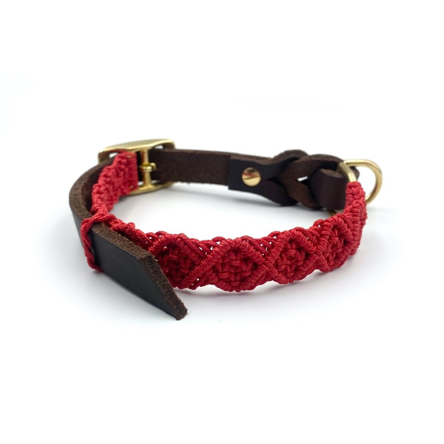 Welpen Halsband – mitwachsendes Makramee & Fettleder