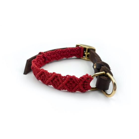 Welpen Halsband – mitwachsendes Makramee & Fettleder Welpen Halsband – mitwachsendes Makramee & Fettleder