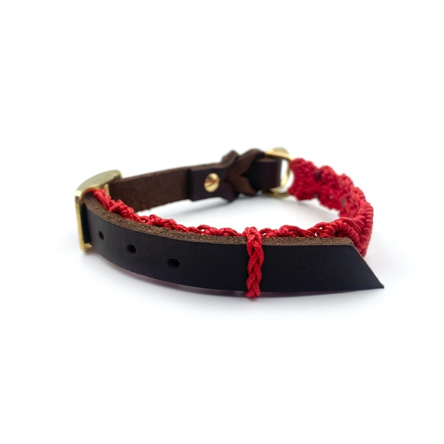 Welpen Halsband – mitwachsendes Makramee & Fettleder Welpen Halsband – mitwachsendes Makramee & Fettleder