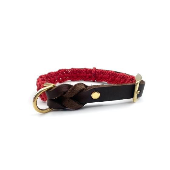 Welpen Halsband – mitwachsendes Makramee & Fettleder Welpen Halsband – mitwachsendes Makramee & Fettleder