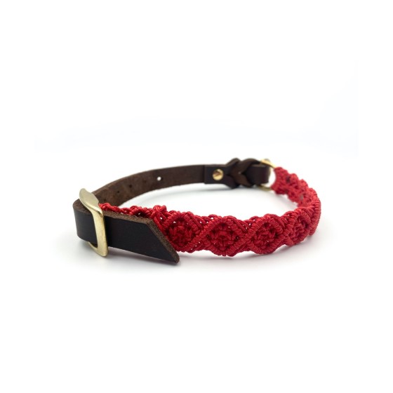 Welpen Halsband – mitwachsendes Makramee & Fettleder Welpen Halsband – mitwachsendes Makramee & Fettleder