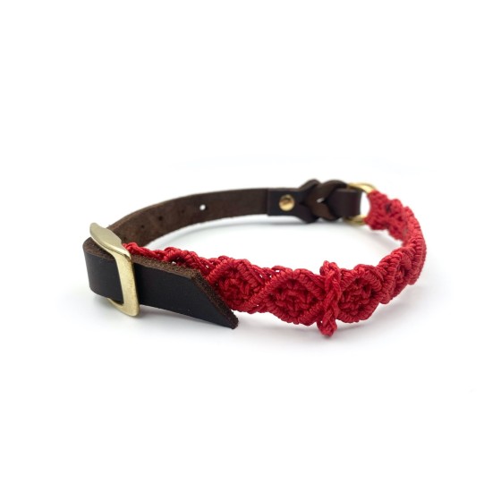 Welpen Halsband – mitwachsendes Makramee & Fettleder Welpen Halsband – mitwachsendes Makramee & Fettleder