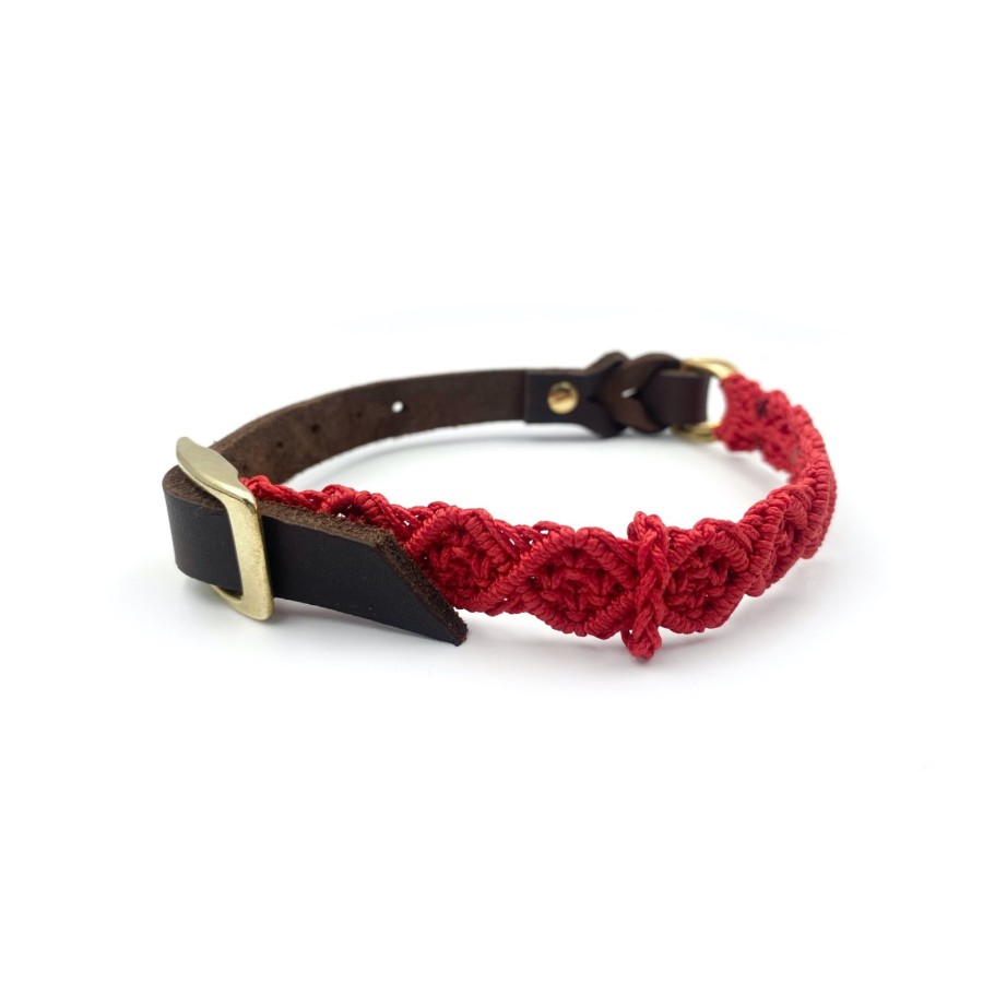 Welpen Halsband – mitwachsendes Makramee & Fettleder